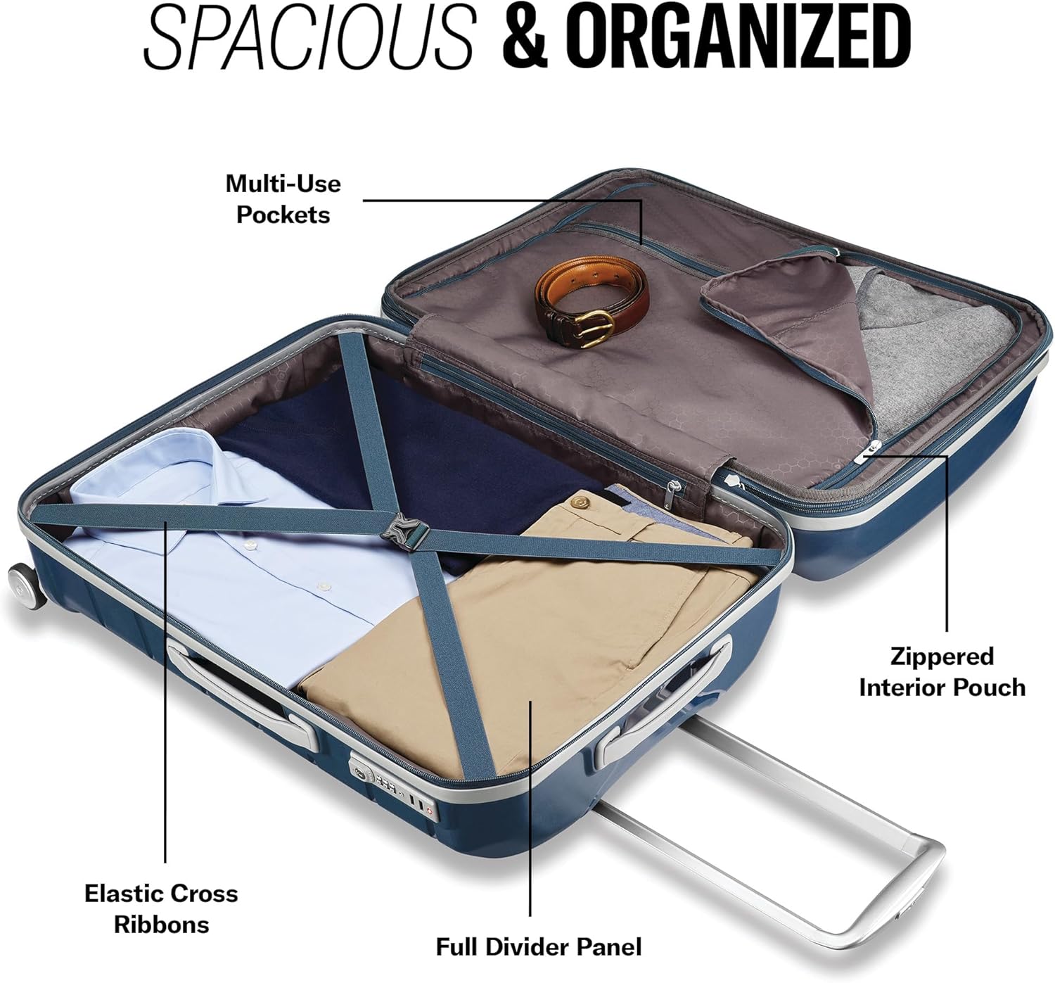 Samsonite Freeform 2-Piece Luggage Set - Carry-On & Large Checked Luggage with Dual Spinner Wheels - Durable Polypropylene Hardshell - TSA Lock, Airline-Approved - Expandable Hard Shell Powder Blue