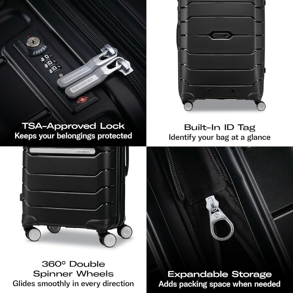 Samsonite Freeform 2-Piece Luggage Set - Carry-On & Large Checked Luggage with Dual Spinner Wheels - Durable Polypropylene Hardshell - TSA Lock, Airline-Approved - Expandable Hard Shell Powder Blue