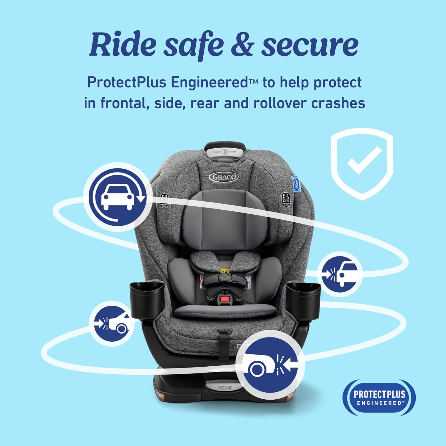 Graco Extend2Fit 3-in-1 Convertible Car Seat, 3 Modes – Rear Facing, Forward Facing Baby Car Seat and Highback Booster Seat, Adjustable Extension Panel for Extra Legroom